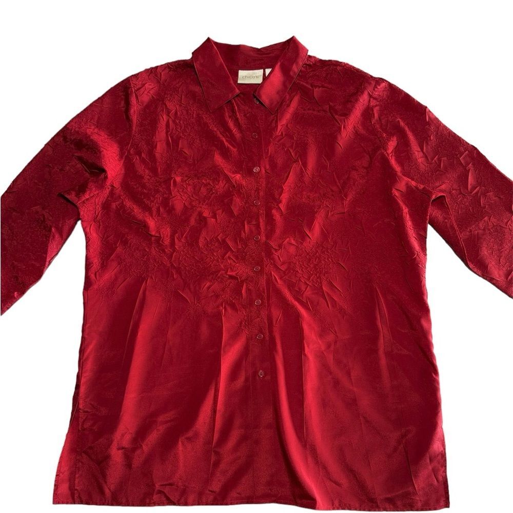 Chico's Red Button-Down Shirt